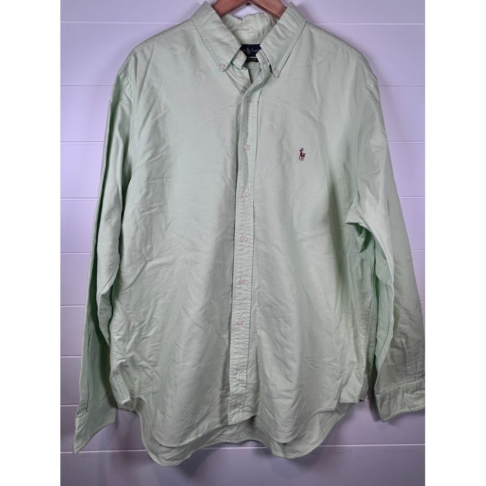 Ralph Lauren Classic Fit Button Down Light Green Mens Long Sleeve Pony